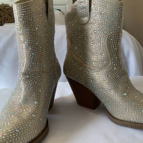 Forever Champagne Rhinestone Size 7 1/2 Cowboy Boots - NWOT - Picture 5 of 8